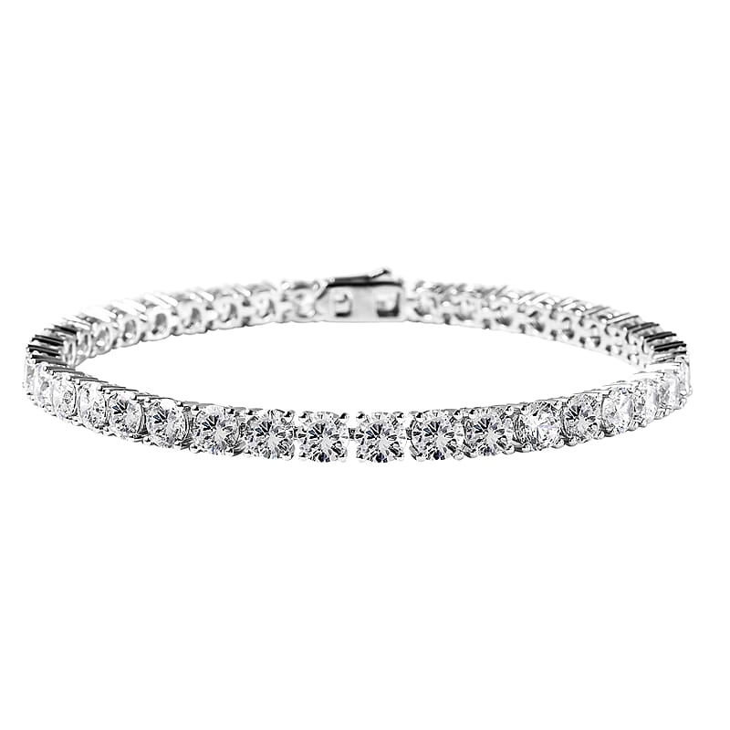 Moissanite Tennis Bracelet in Platinum Over Sterling Silver (6.50 In) 14.10 ctw