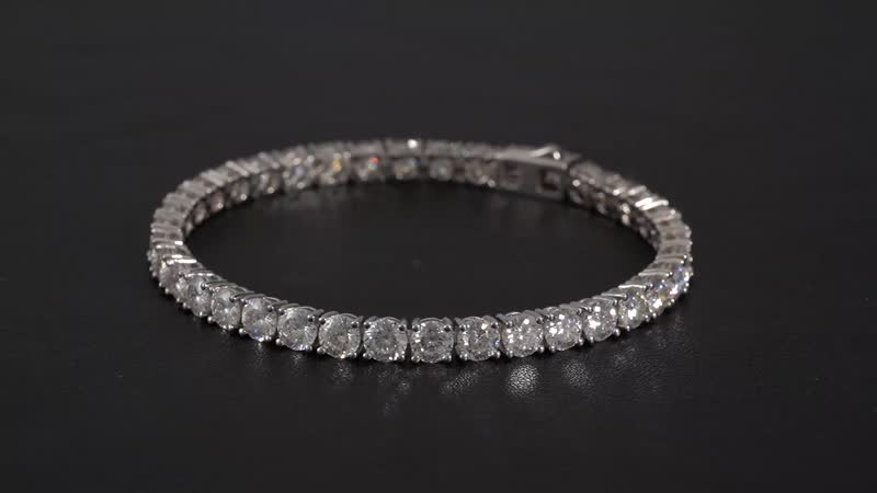 Moissanite (Rnd 5 mm) Tennis Bracelet in Platinum Over Sterling Silver (6.50 In) 14.10 ctw