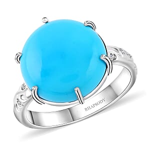 Rhapsody 950 Platinum AAAA Sleeping Beauty Turquoise and E-F VS Diamond Ring (Size 10.0) 6.25 Grams 6.40 ctw