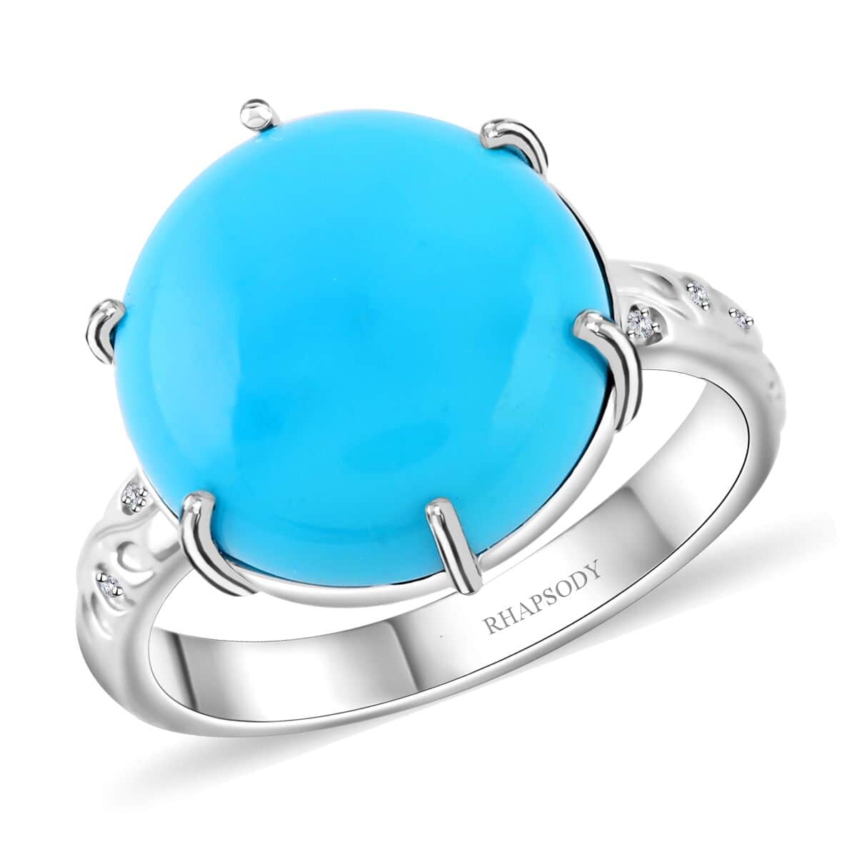 Rhapsody 950 Platinum AAAA Sleeping Beauty Turquoise and E-F VS Diamond Ring (Size 6.0) 6.25 Grams 6.40 ctw image number 0