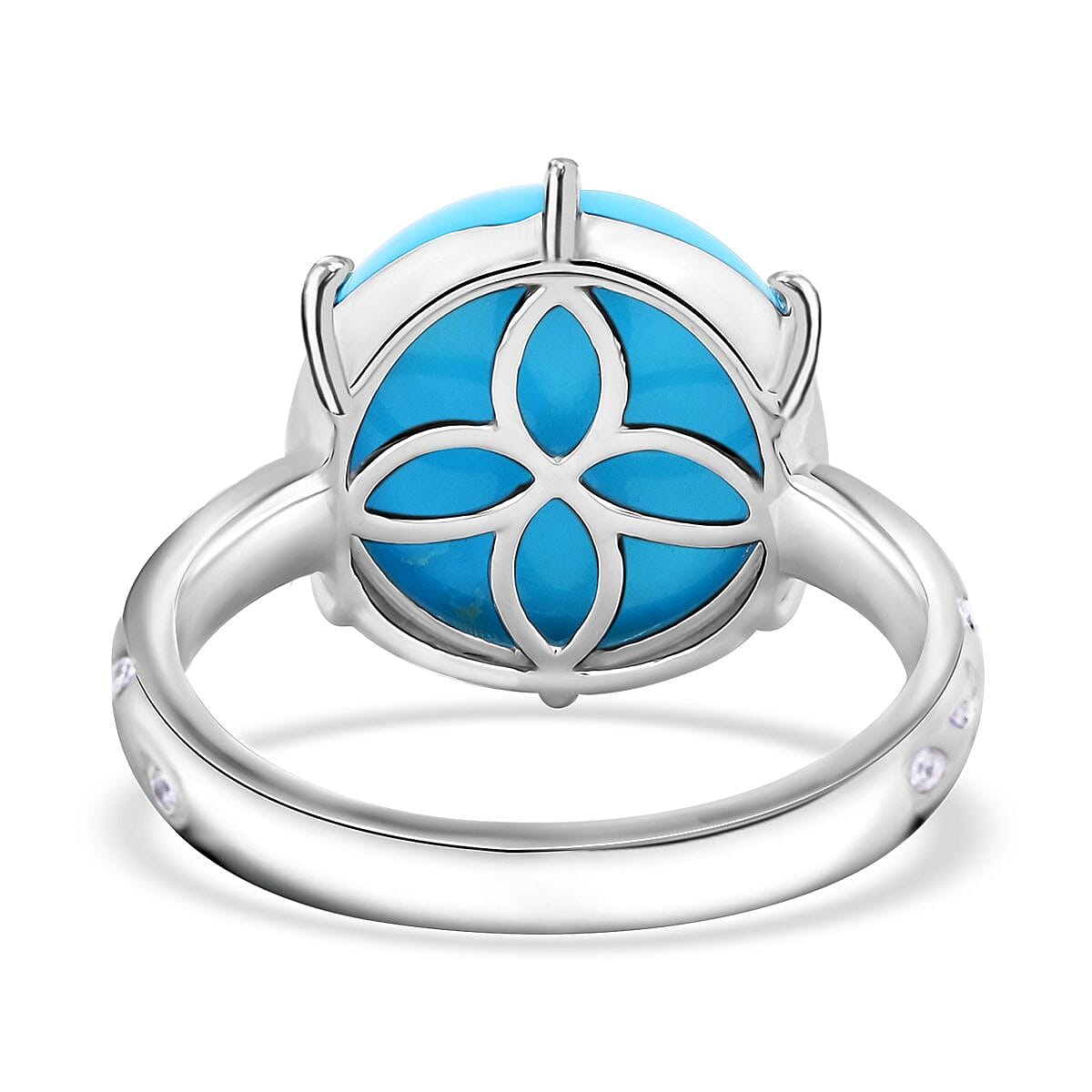 Rhapsody 950 Platinum AAAA Sleeping Beauty Turquoise and E-F VS Diamond Ring (Size 8.0) 6.25 Grams 6.40 ctw image number 4