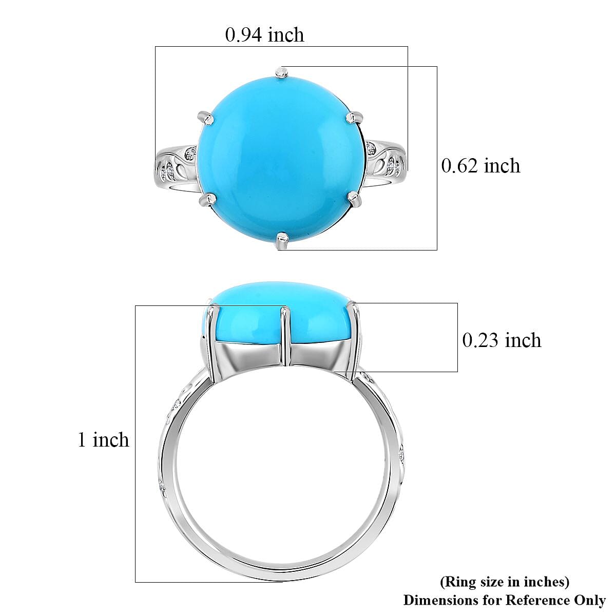 Rhapsody 950 Platinum AAAA Sleeping Beauty Turquoise and E-F VS Diamond Ring (Size 8.0) 6.25 Grams 6.40 ctw image number 5
