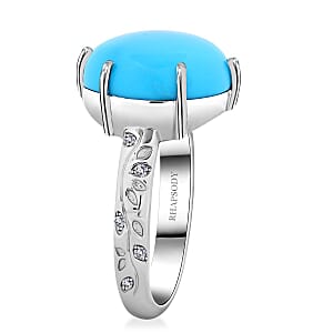 Rhapsody 950 Platinum AAAA Sleeping Beauty Turquoise and E-F VS Diamond Ring (Size 8.5) 6.25 Grams 6.40 ctw