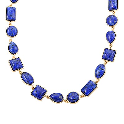 Lapis Lazuli Necklace 18-20 Inches in Goldtone 160.00 ctw