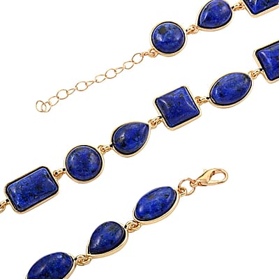 Lapis Lazuli Necklace 18-20 Inches in Goldtone 160.00 ctw