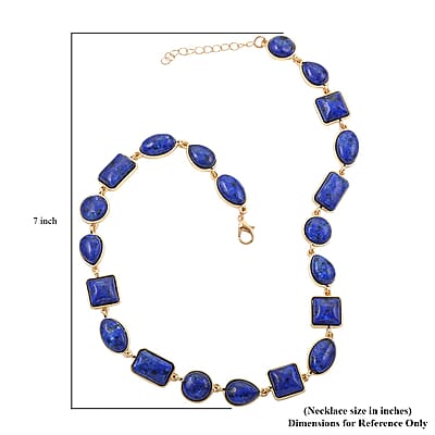 Lapis Lazuli Necklace 18-20 Inches in Goldtone 160.00 ctw