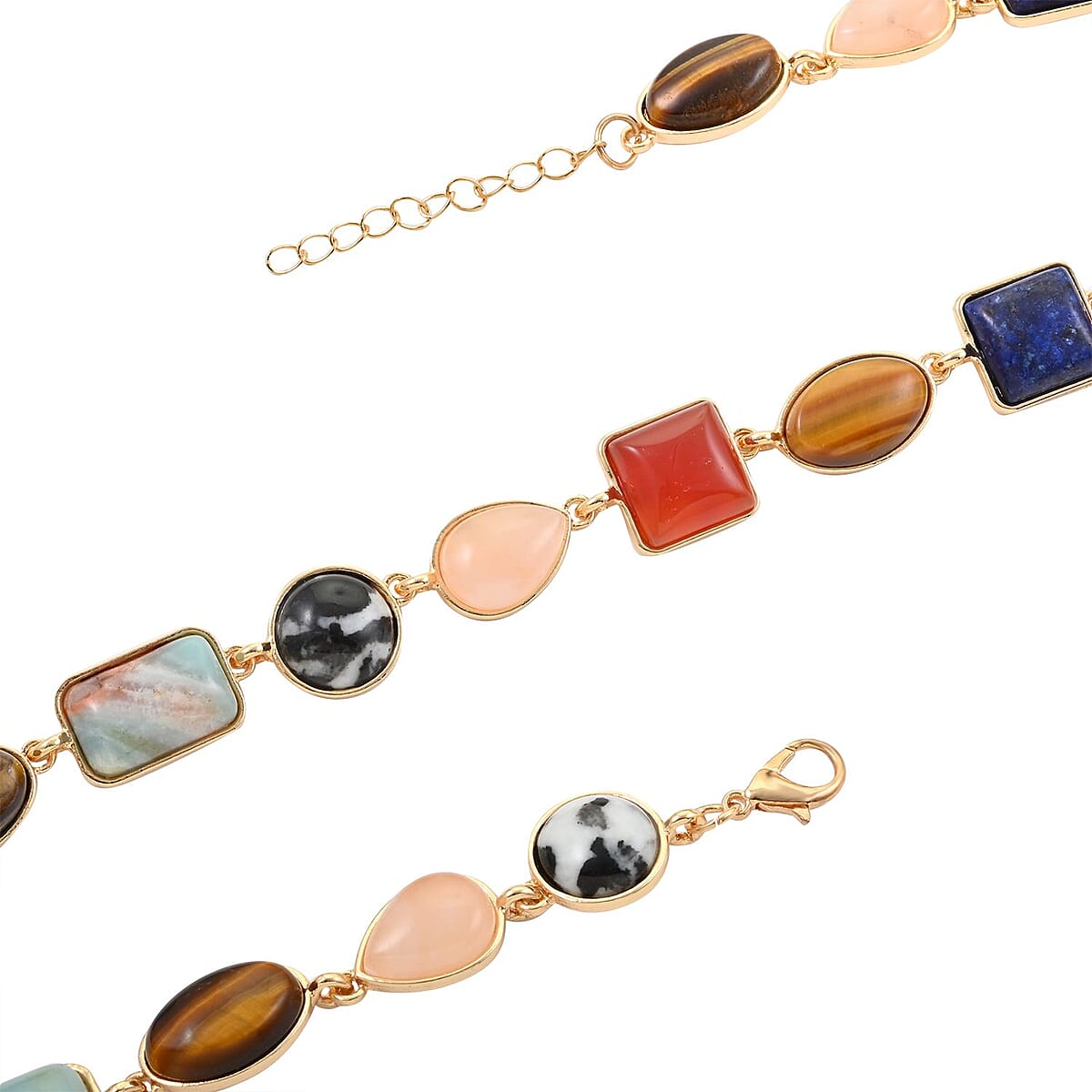 Multi Gemstone Necklace 18-20 Inches in Goldtone 160.00 ctw image number 3