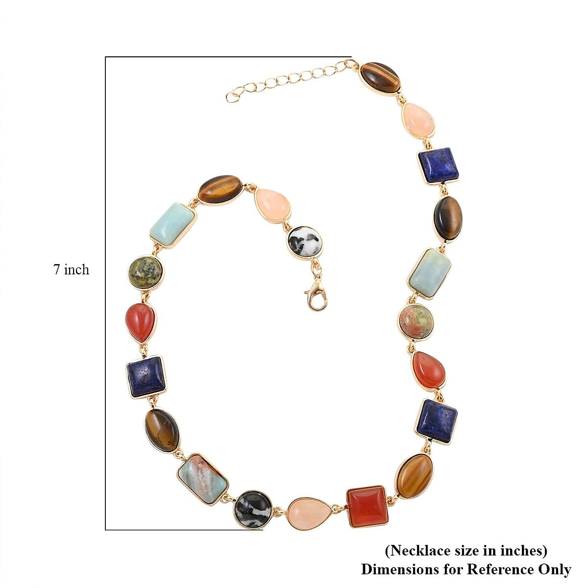 Multi Gemstone Necklace 18-20 Inches in Goldtone 160.00 ctw image number 4