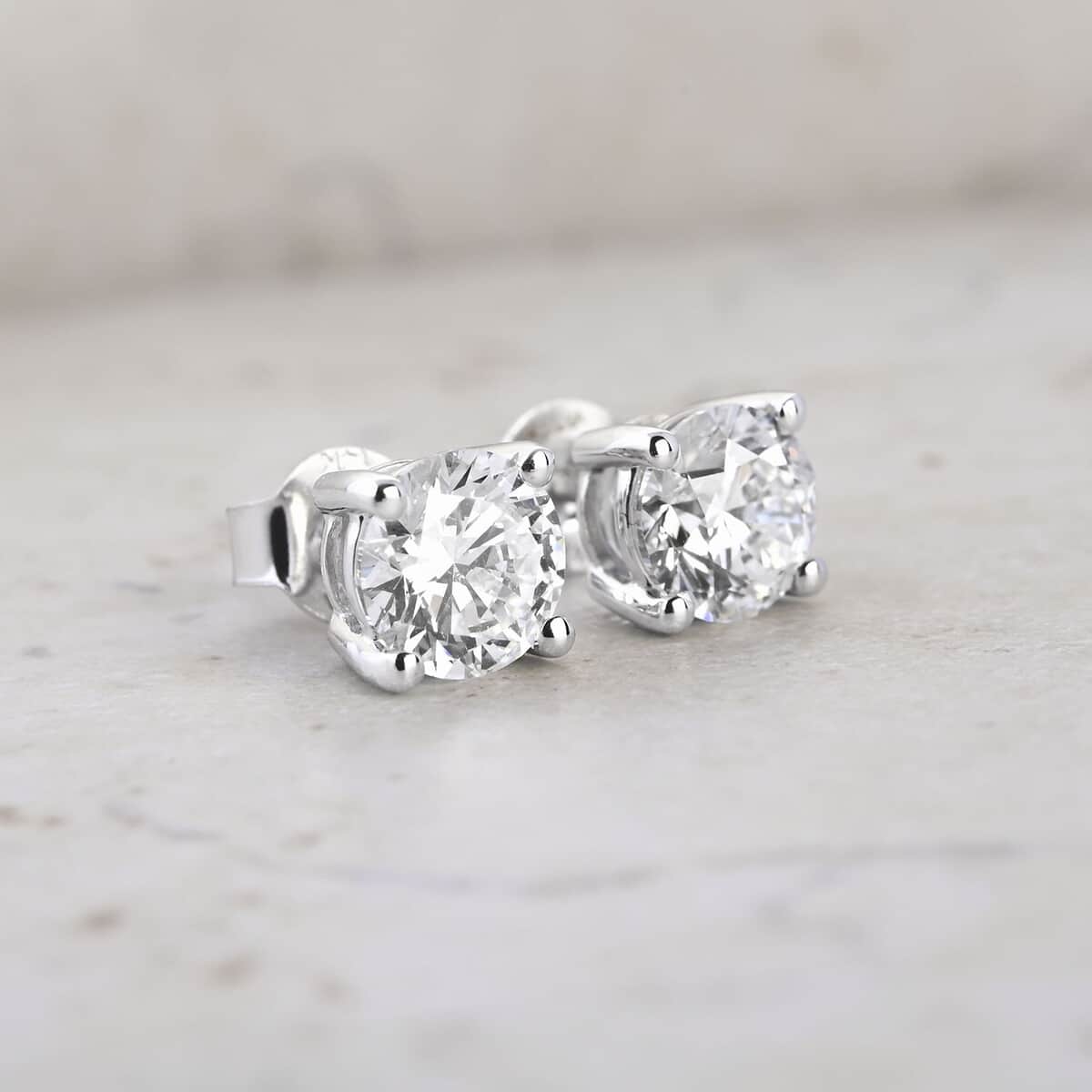 14K White Gold Luxuriant Lab Grown Diamond Earrings 2.00 ctw image number 1