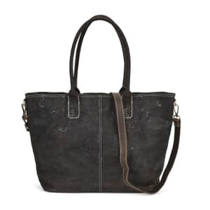 Italy Retro Noble Collection Coffee Color Rose Embossed Genuine Leather Tote Bag with Handle Drop and Shoulder Strap