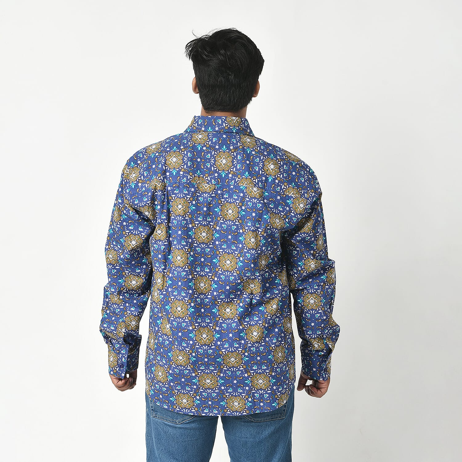 Tamsy by Hunter Navy Floral Men's Button-up Long Sleeve Shirt - S