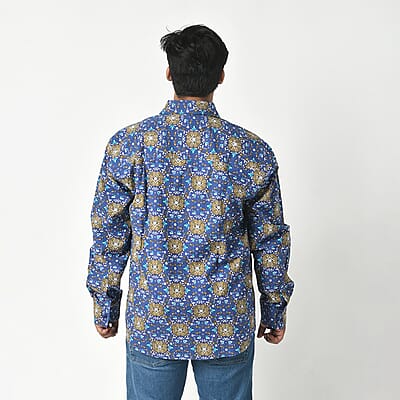 Tamsy by Hunter Navy Floral Men's Button-up Long Sleeve Shirt - S
