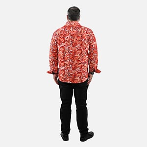 Tamsy Orange Swirl Men's Button-up Long Sleeve Shirt - L