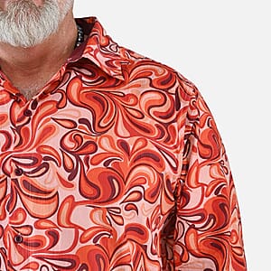 Tamsy Orange Swirl Men's Button-up Long Sleeve Shirt - L