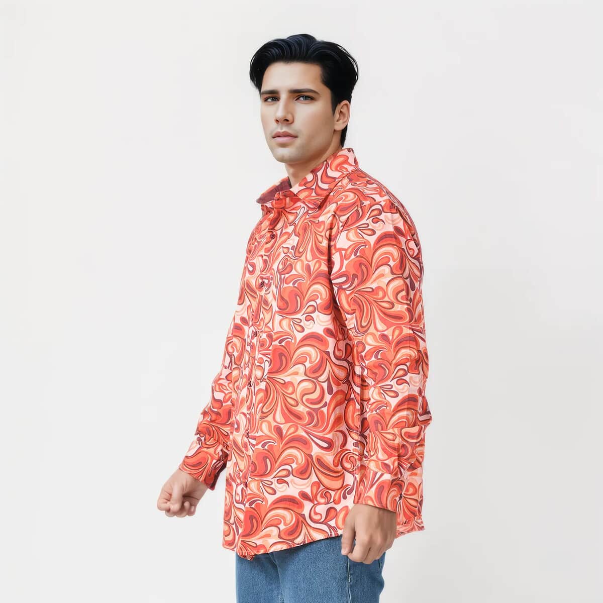 Tamsy by Hunter Orange Swirl Men's Button-up Long Sleeve Shirt - XL image number 2