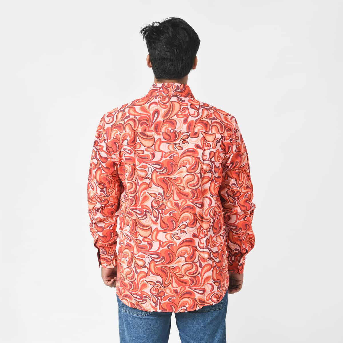 Tamsy by Hunter Orange Swirl Men's Button-up Long Sleeve Shirt - XL image number 3