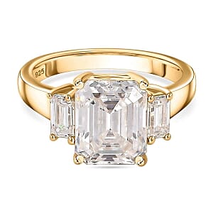 Moissanite 5.60 ctw Ring in 18K Vermeil Yellow Gold Over Sterling Silver (Size 6.5)