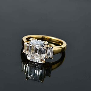 Moissanite 5.60 ctw Ring in 18K Vermeil Yellow Gold Over Sterling Silver (Size 6.5)