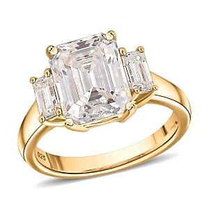 Moissanite 5.60 ctw Ring in 18K Vermeil Yellow Gold Over Sterling Silver (Size 6.5)