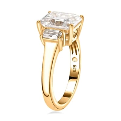 Moissanite 5.60 ctw Ring in 18K Vermeil Yellow Gold Over Sterling Silver (Size 6.5)