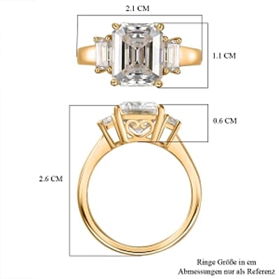 Moissanite 5.60 ctw Ring in 18K Vermeil Yellow Gold Over Sterling Silver (Size 6.5)