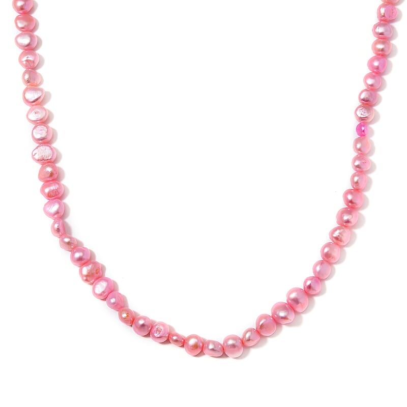 Pink Freshwater Pearl Necklace (20 Inches) in Silvertone