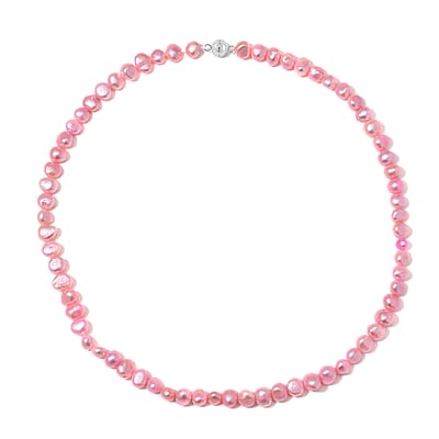 Pink Freshwater Pearl Necklace (20 Inches) in Silvertone
