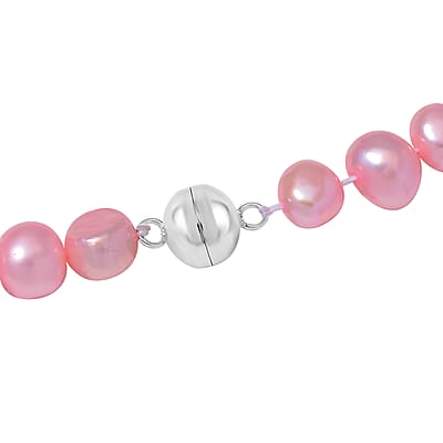 Pink Freshwater Pearl Necklace (20 Inches) in Silvertone
