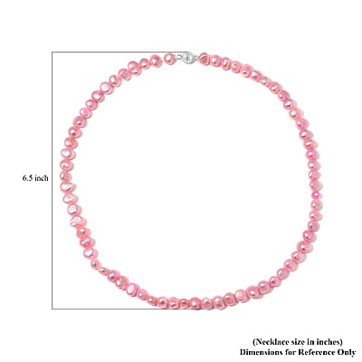Pink Freshwater Pearl Necklace (20 Inches) in Silvertone