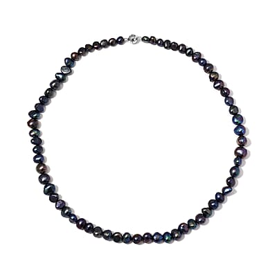 Peacock Freshwater Pearl Necklace 20 Inches in Silvertone