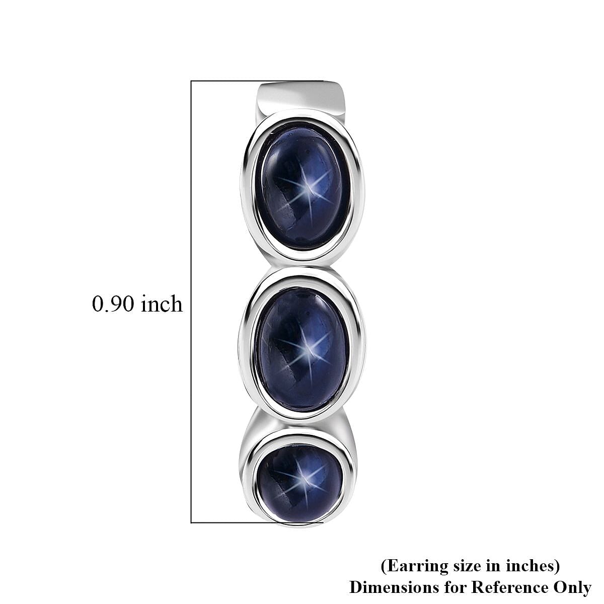 Blue Star Sapphire (DF) Hoop Earrings in Platinum Over Sterling Silver 5.10 ctw