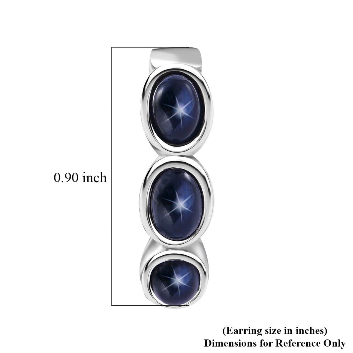 Blue Star Sapphire (DF) Hoop Earrings in Platinum Over Sterling Silver 5.10 ctw image number 3