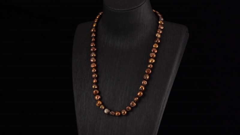Chocolate Color Freshwater Pearl Necklace 20 Inches in Silvertone