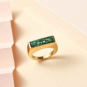 Emeraldine Triplet Quartz 3.20 ctw Ring in Vermeil Yellow Gold Over Sterling Silver (Size 8)