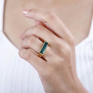 Emeraldine Triplet Quartz 3.20 ctw Ring in Vermeil Yellow Gold Over Sterling Silver (Size 8)