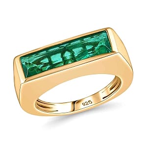 Emeraldine Triplet Quartz 3.20 ctw Ring in Vermeil Yellow Gold Over Sterling Silver (Size 8)