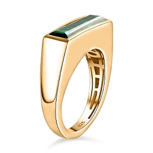Emeraldine Triplet Quartz 3.20 ctw Ring in Vermeil Yellow Gold Over Sterling Silver (Size 8)