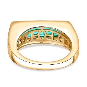 Emeraldine Triplet Quartz 3.20 ctw Ring in Vermeil Yellow Gold Over Sterling Silver (Size 8)