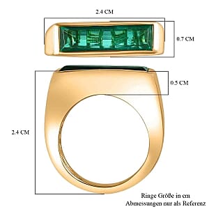Emeraldine Triplet Quartz 3.20 ctw Ring in Vermeil Yellow Gold Over Sterling Silver (Size 8)