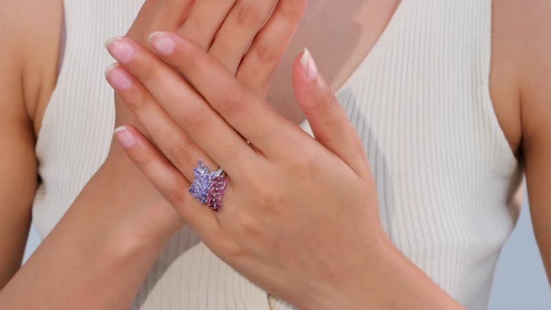 Tanzanite, Multi Gemstone Ring in Rhodium Over Sterling Silver (Size 7.0) 4.00 ctw