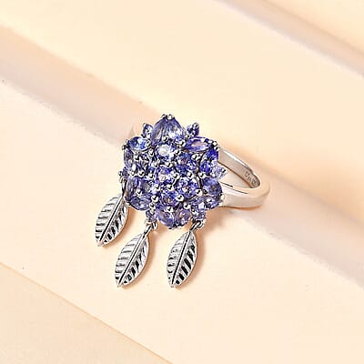 Tanzanite Dream Catcher Ring in Rhodium Over Sterling Silver (Size 10.0) 1.90 ctw