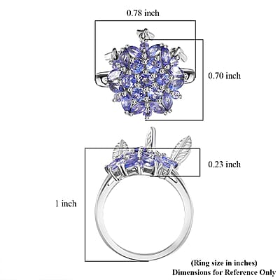 Tanzanite Dream Catcher Ring in Rhodium Over Sterling Silver (Size 10.0) 1.90 ctw