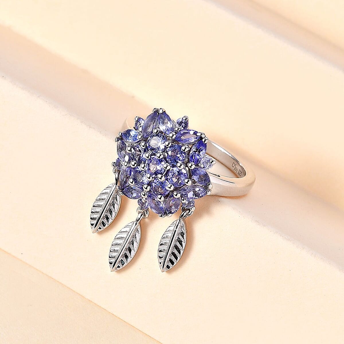 D'Joy Tanzanite Dream Catcher Ring in Rhodium Over Sterling Silver (Size 5.0) 1.90 ctw image number 1