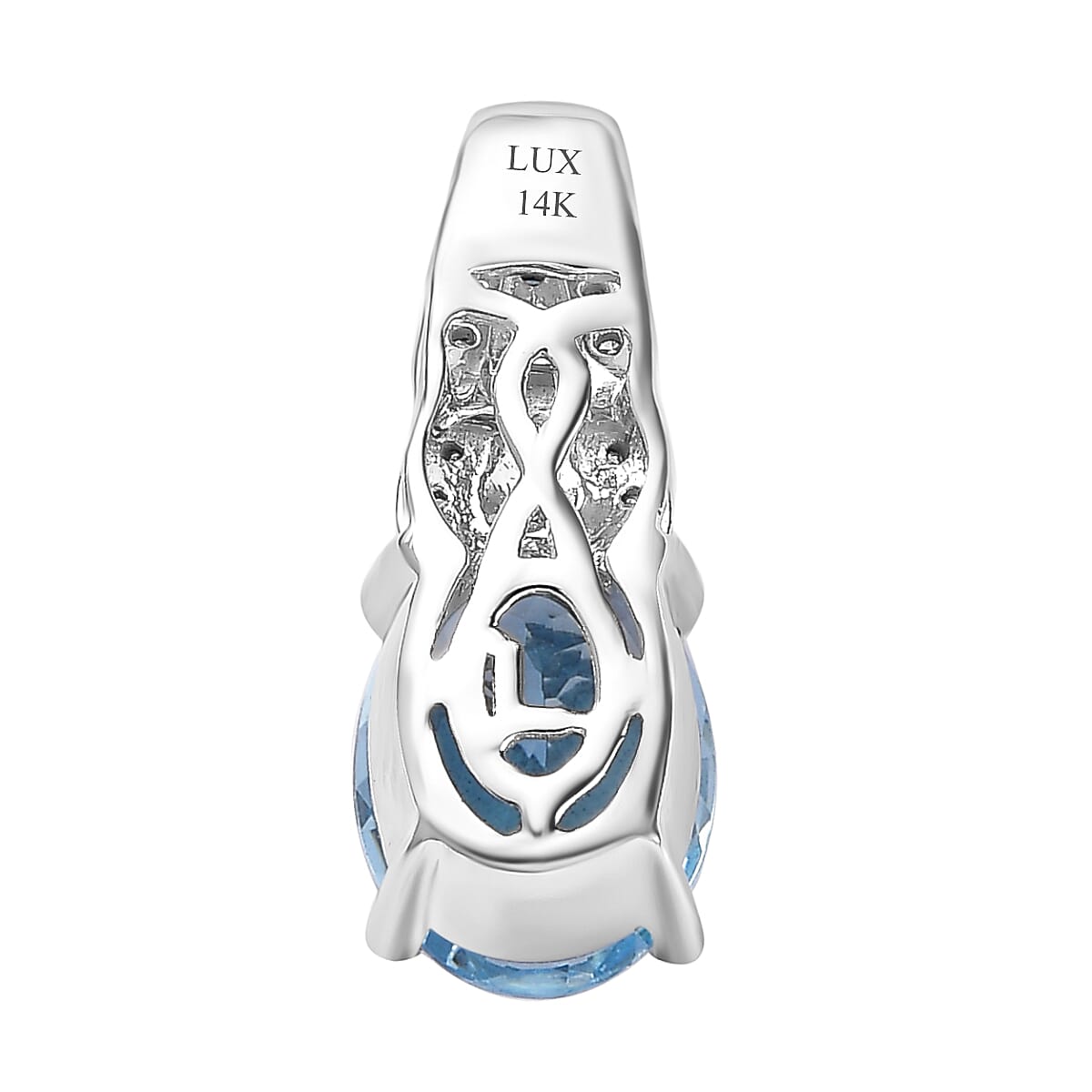 Luxoro 14K White Gold AAA Santa Maria Aquamarine and I2 Venice Blue and White Diamond Sea Hues Pendant 1.60 ctw