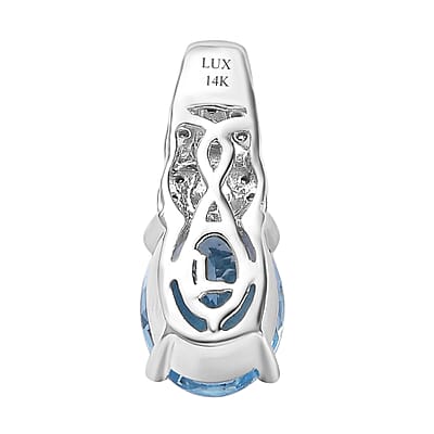 Luxoro 14K White Gold AAA Santa Maria Aquamarine and I2 Venice Blue and White Diamond Sea Hues Pendant 1.60 ctw