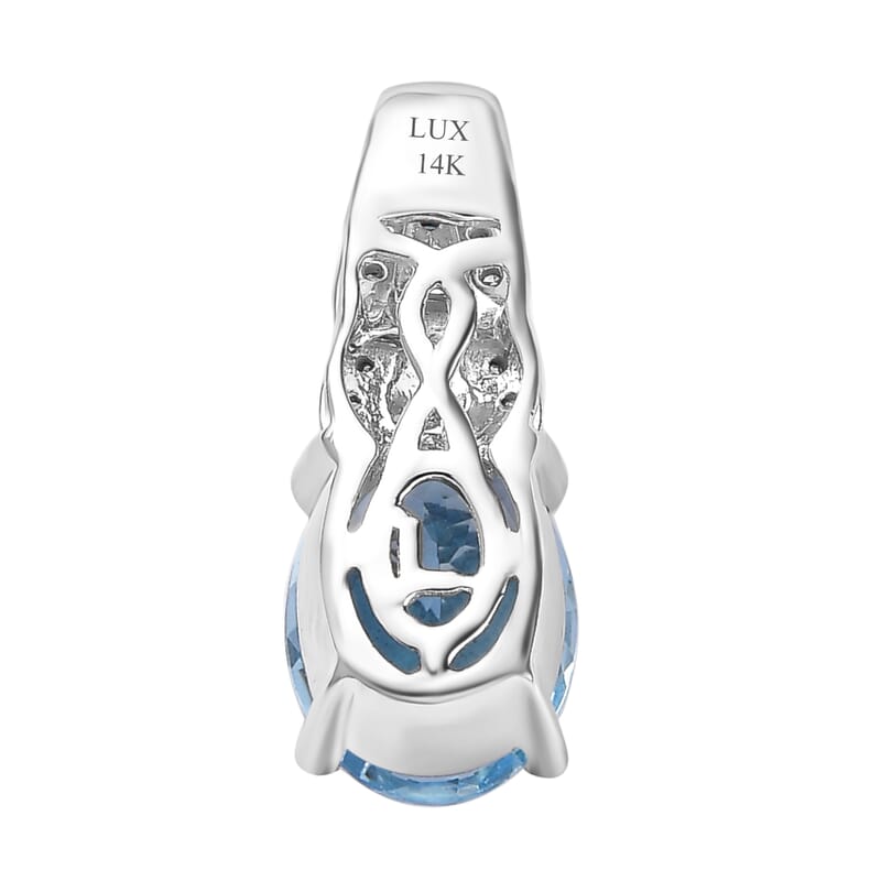 Luxoro 14K White Gold AAA Santa Maria Aquamarine and I2 Venice Blue and White Diamond Sea Hues Pendant 1.60 ctw