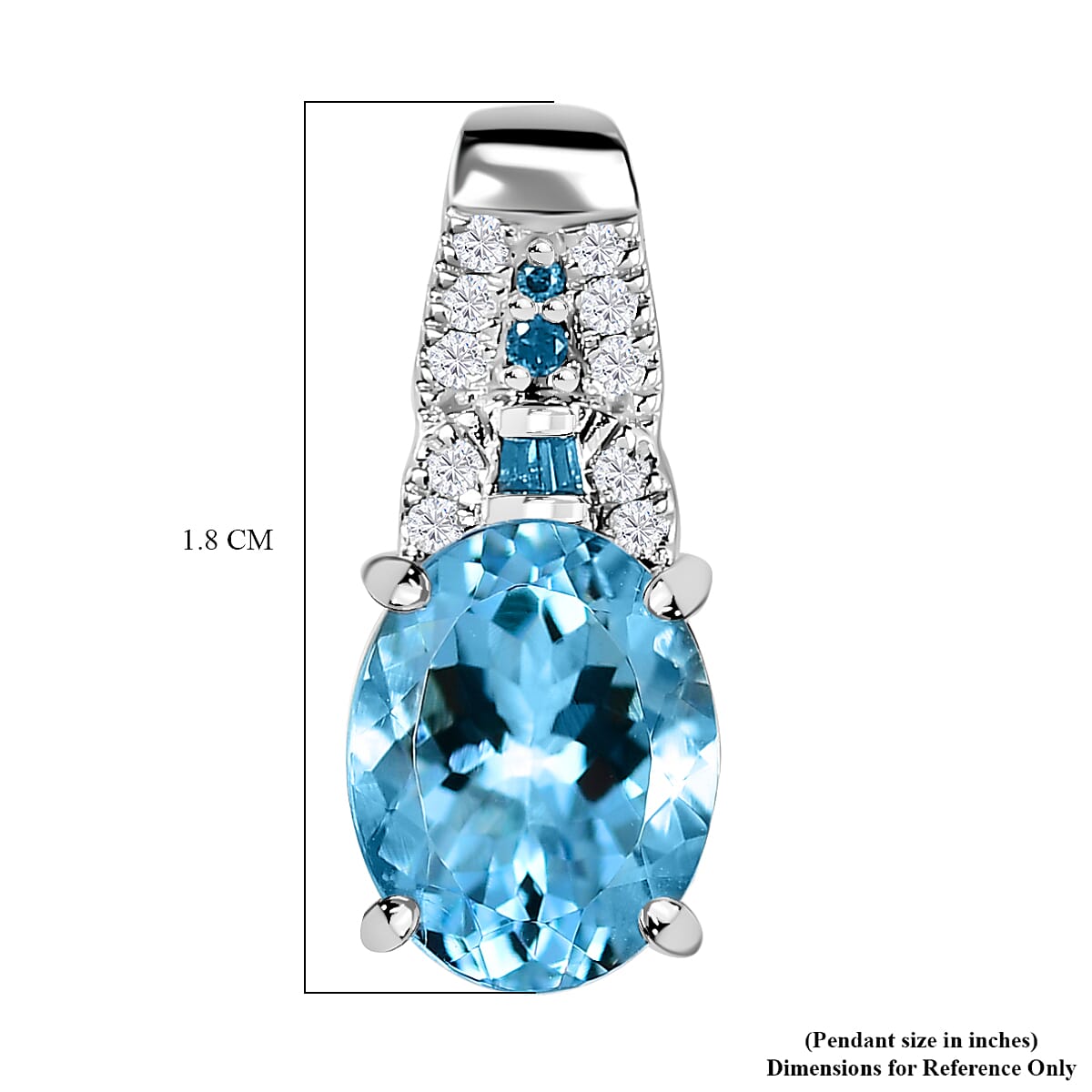 Luxoro 14K White Gold AAA Santa Maria Aquamarine and I2 Venice Blue and White Diamond Sea Hues Pendant 1.60 ctw