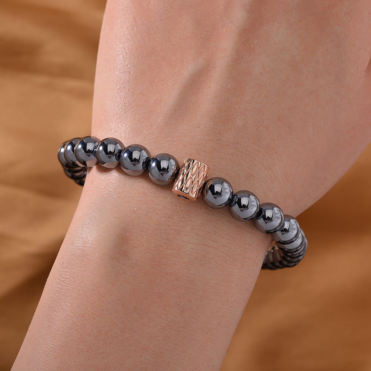 Terahertz Beaded Stretch Anklet (9-9.5 In) in Rosetone 105.00 ctw image number 1