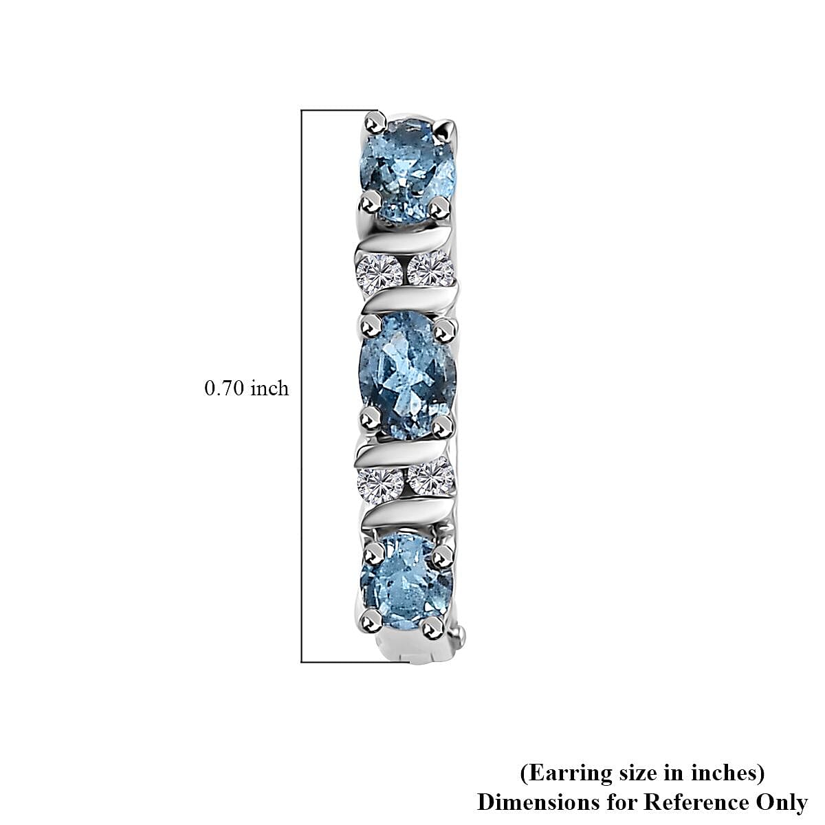 Santa Maria Aquamarine and White Zircon Sea Wave Earrings in Rhodium Over Sterling Silver 1.20 ctw