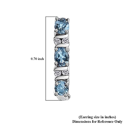 Santa Maria Aquamarine and White Zircon Sea Wave Earrings in Rhodium Over Sterling Silver 1.20 ctw